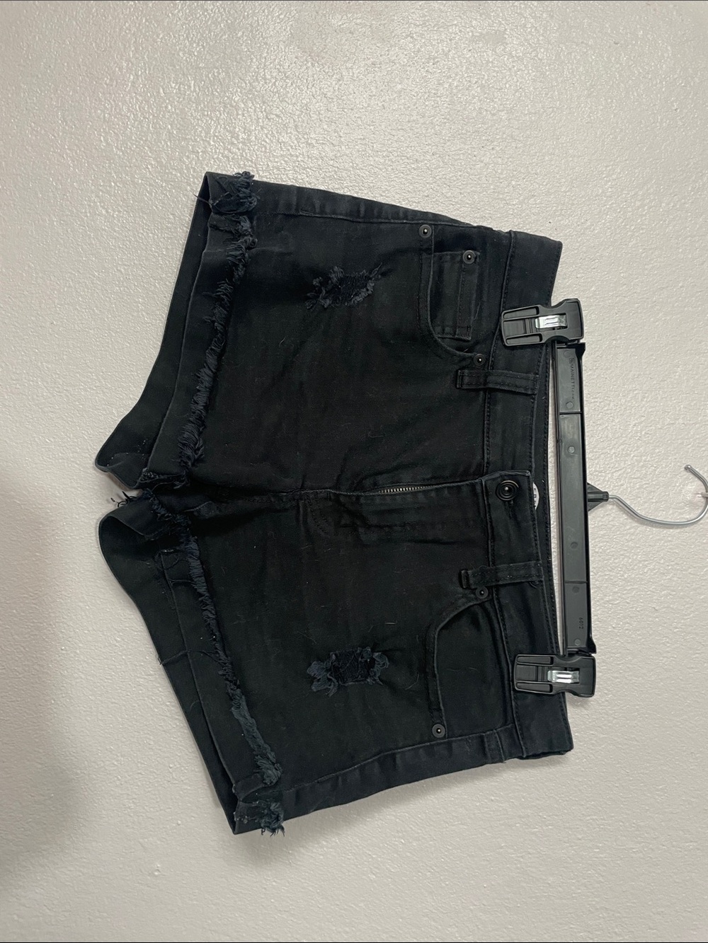 Black Distressed Denim Shorts - Women's